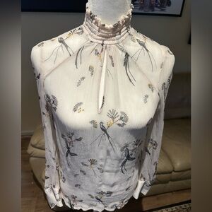 Sheer Floral Long Sleeve Blouse